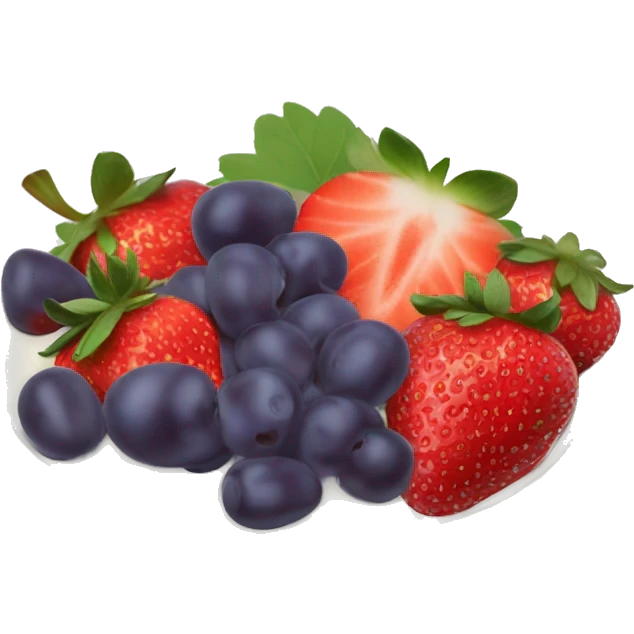 fruit yogurt bowl with strawberries and grapes emoji