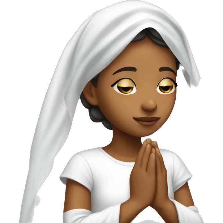 Caramel skin Girl praying for with white veil  emoji