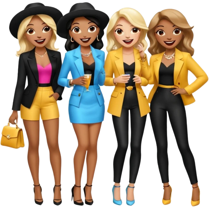 Glam girls in a group of 3 friends  emoji