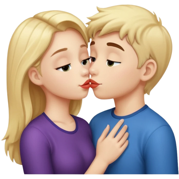 A cute girl kiss a boy  emoji