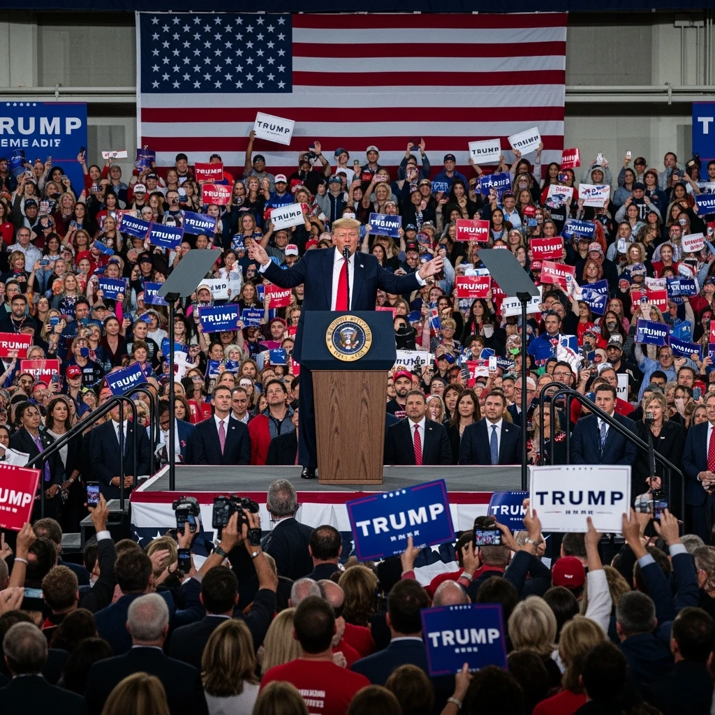 Donald Trump speaking at a rally emoji