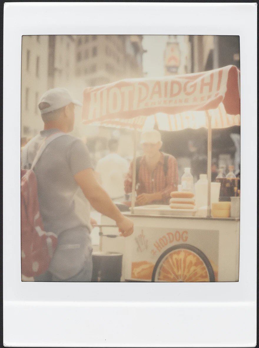 hotdog seller in New York with cart emoji