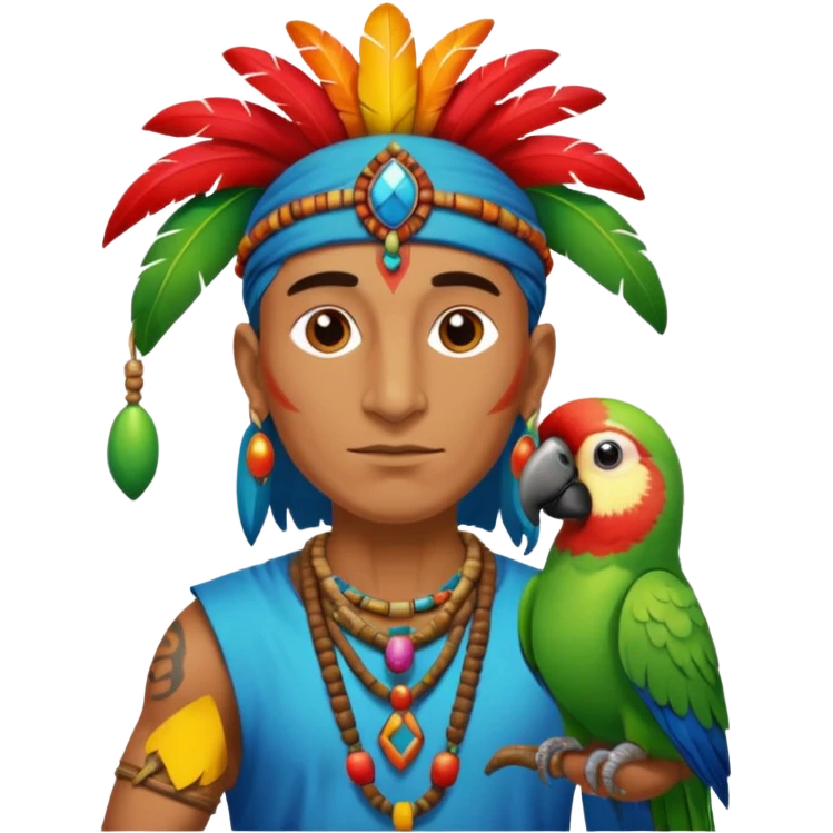 shaman hold a pet parrot emoji