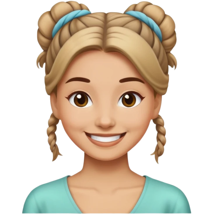 woman with hair tied up smiling emoji