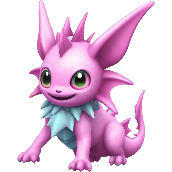 Pink Edgy Ethereal Vaporeon dragon With Fins and spikes full body emoji