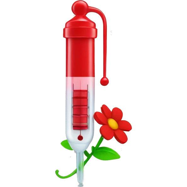 Red syringe with flowers emoji
