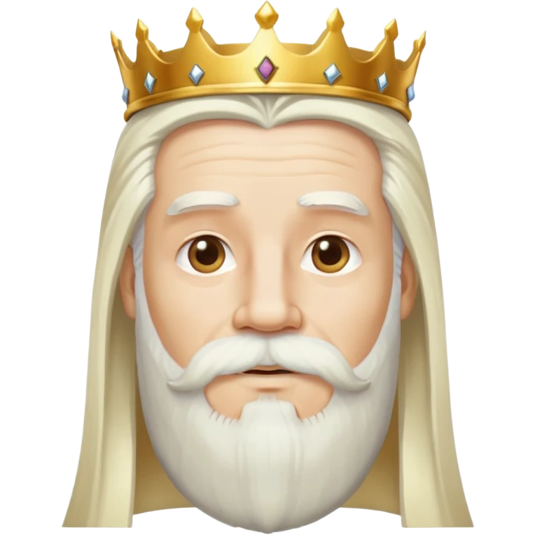 God, man with golden crown, long white hair, beard and white mustache emoji