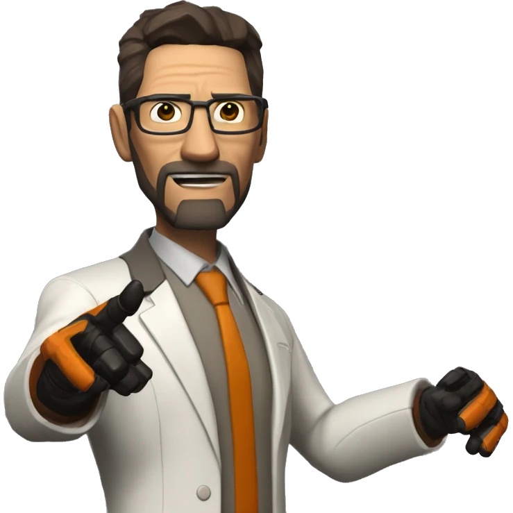 character of the game half life Gordon Freeman in his suit raises his hand and says hello emoji