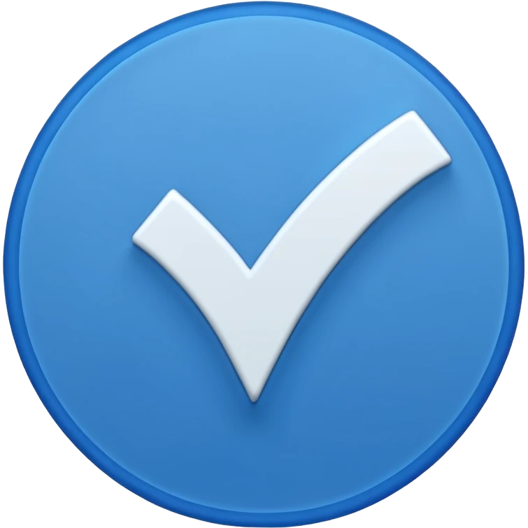 A blue circle with a white checkmark inside (dark blue checkmark) emoji