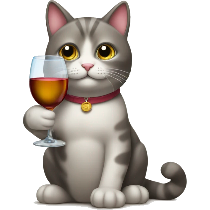 Un gato con una copa de vino emoji