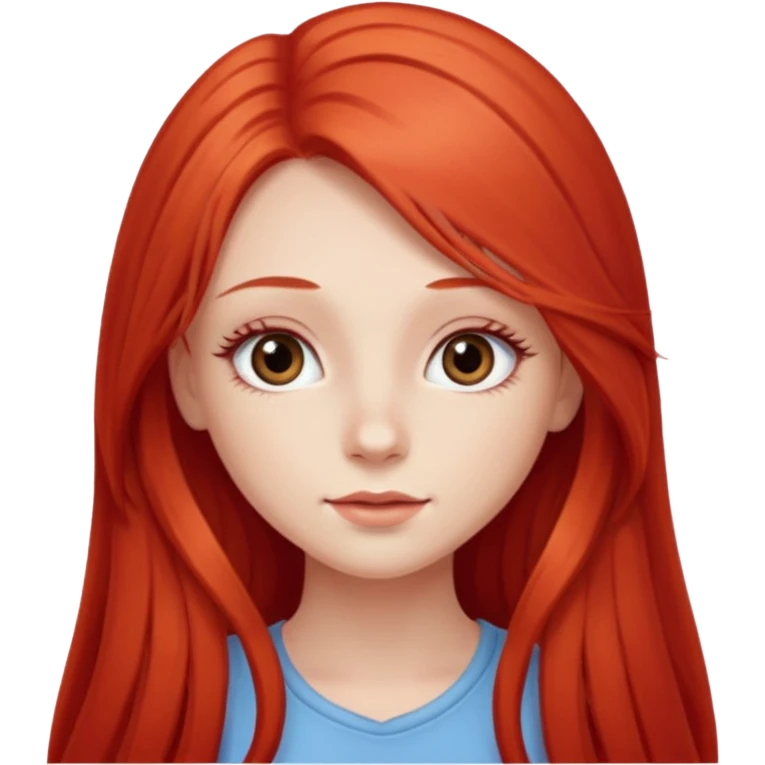 Cute girl with red very long hair and long eyelashes emoji