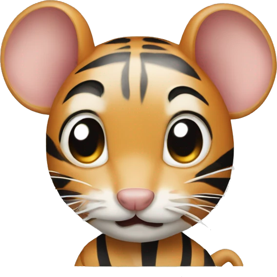 Mouse with human face and Tiger stripes emoji