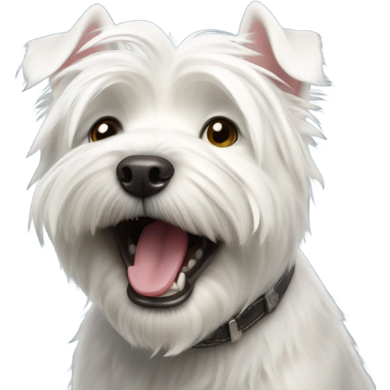 happy west highland white terrier with open mouth and tounge out emoji