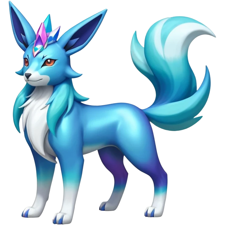 Shiny Colorful Iridescent Cobalion-Suicune-Glaceon-fakemon (full body) emoji