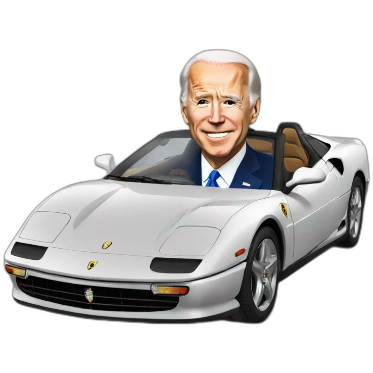 Biden on a Ferrari emoji