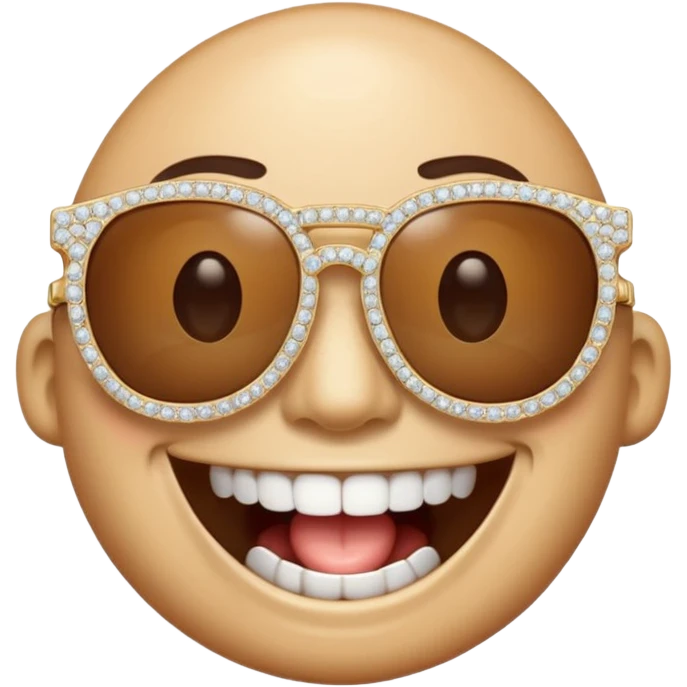 Un emoji riendose con diamantes en los dientes y con unas gafas de sol emoji
