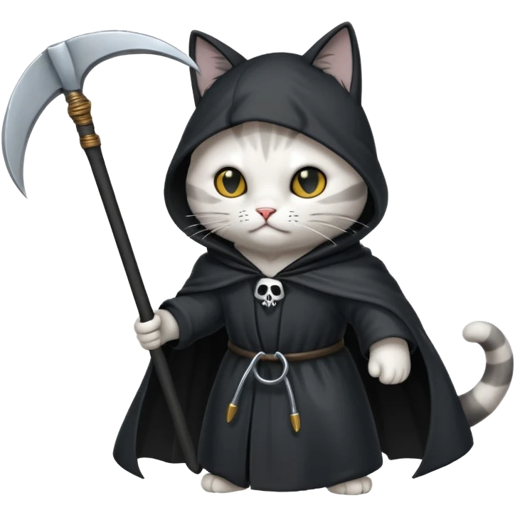 cat fighting the grim reaper  emoji