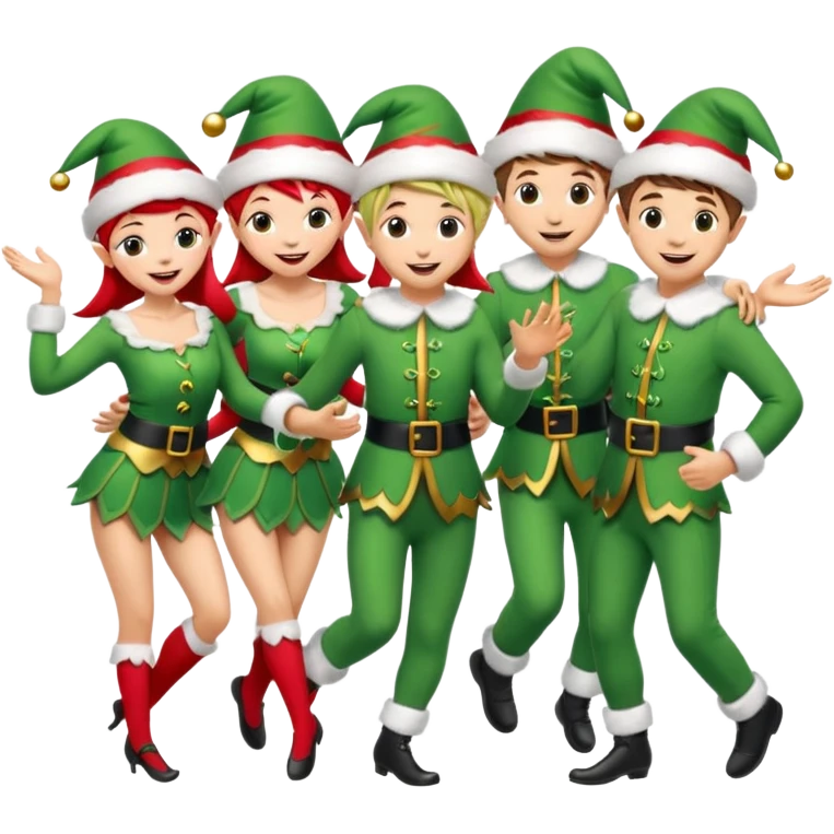 multipal dancing male and female Christmas elves  emoji