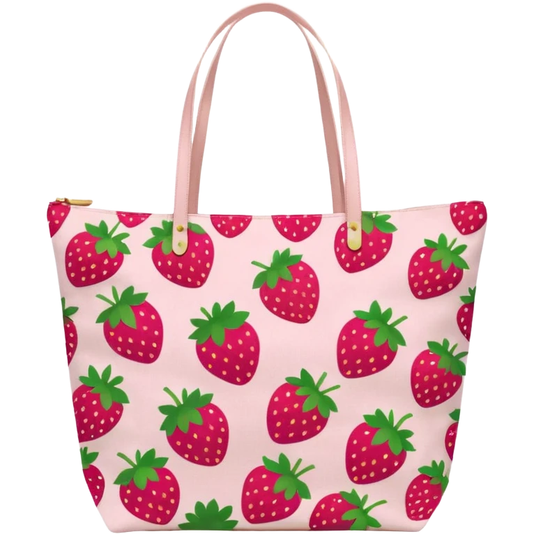 Pink strawberry patterned tote bag emoji