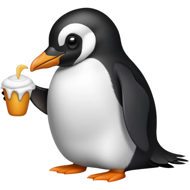 Penguin eating Marrielle￼ emoji