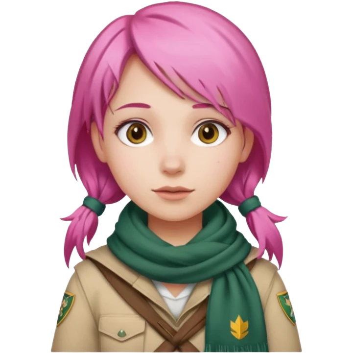 scout girl with pink hair and not the uniform only scarf and normal clothing emoji