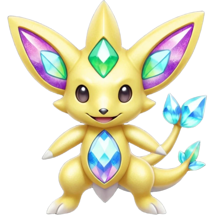 Elemental shimmering lucky charming smiling cute Genesect-Jirachi-Dragalge-Hawlucha-Pokémon-Fakémon-hybrid-creature emoji