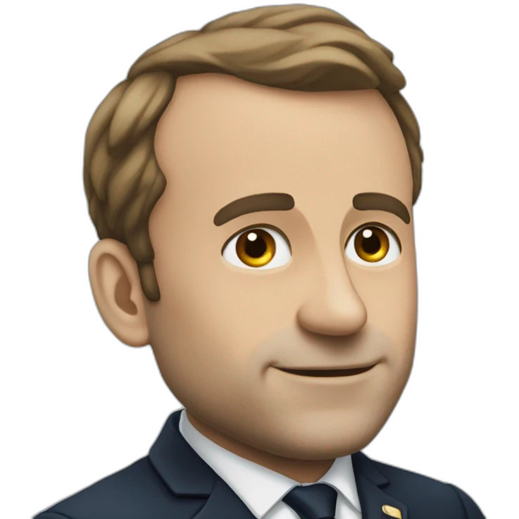 Macron avec un bras levé vers le ciel emoji