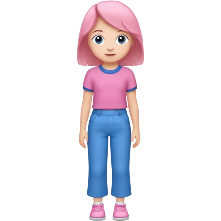 A young child with pants ☺️👖and a skirt and pink pants and blue shirt emoji