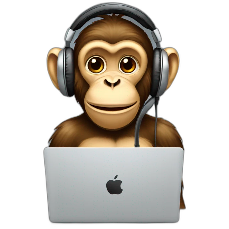 monkey in headphones at the computer emoji