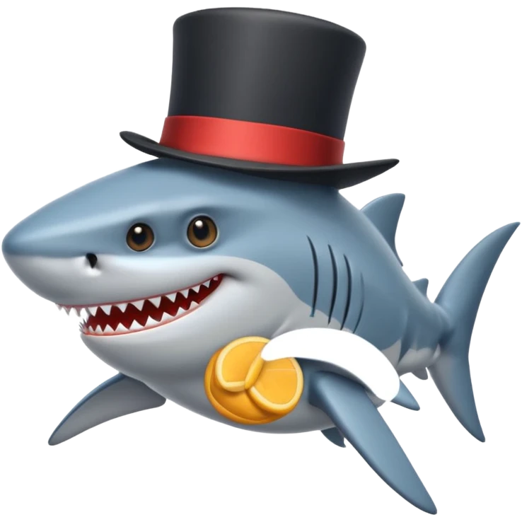 Shark with a top hat emoji