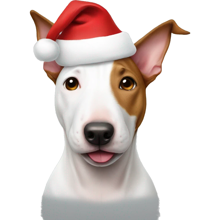 Bull terrier with Santa hat emoji