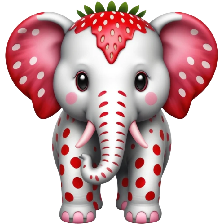Make a  black and white strawberry elephant emoji