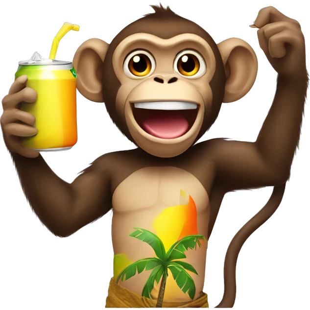 Monkey holding coconut and a energy drink  emoji