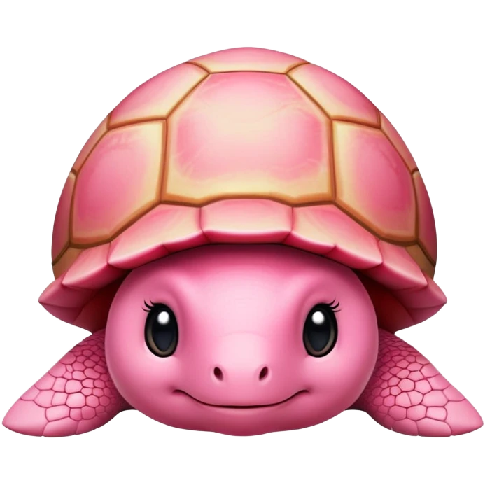cute plushie turtle with light pink skin, round head, and red shell, smooth skin texture emoji