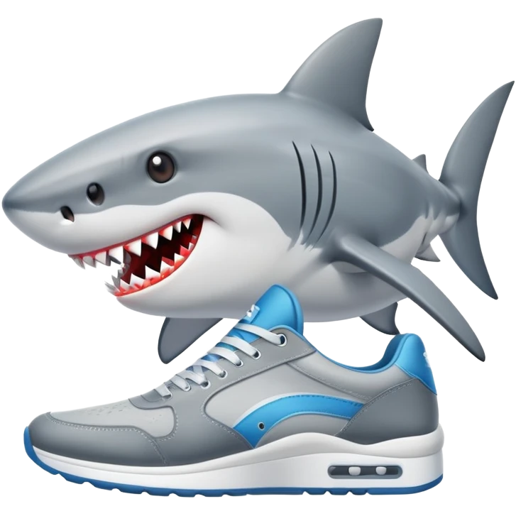 a shark with sneakers emoji