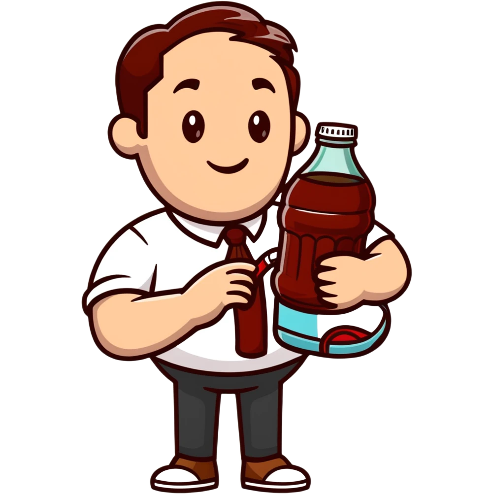 Charles Alderton holding a Dr Pepper emoji
