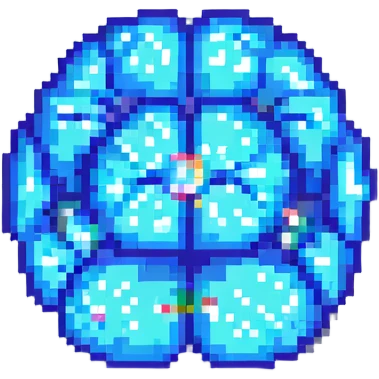 brain with sparkles, creative concept, pixel art emoji