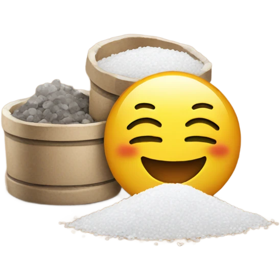 Smiling emoji with a pile a salt emoji