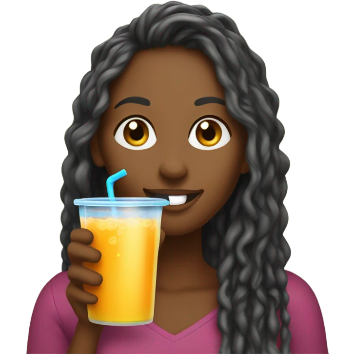  lady with locs drinking juice emoji