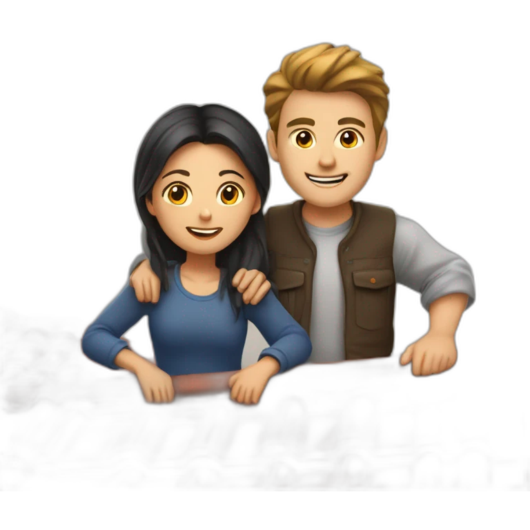 Fille et garçon sur un toit emoji