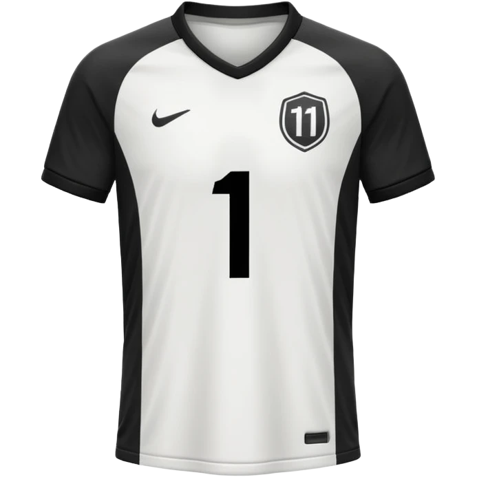 White and black soccer jersey with number 1 emoji