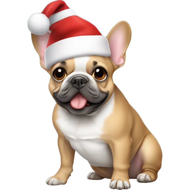 frenchie with santa hat emoji
