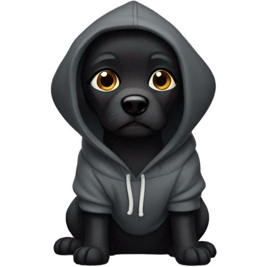 Black Dog wearing a hoodie emoji