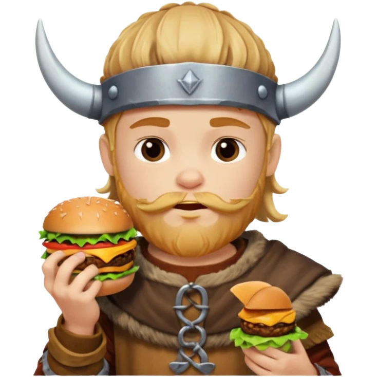 young boy viking eating burger emoji