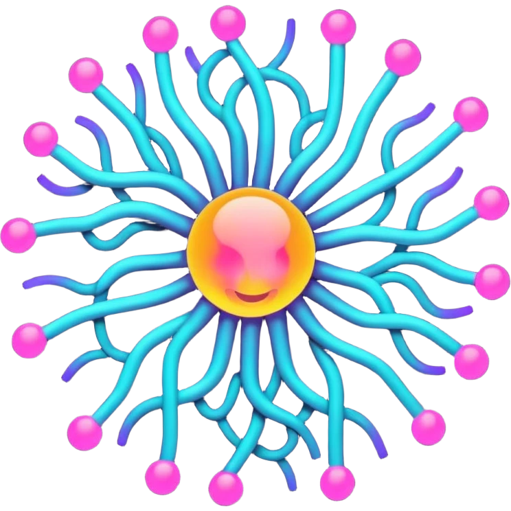 large language model, neural network pattern, glowing emoji