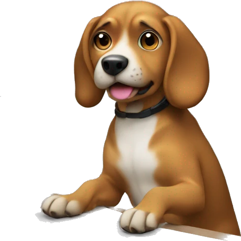a dog working on a computer with chart at the screen emoji