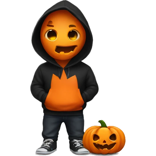 Halloween pumpkin with hoodie emoji