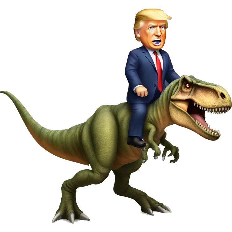 Donald trump riding a T. rex  emoji