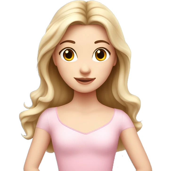 white girl, pink ballet girl. ballet pose, long hair emoji