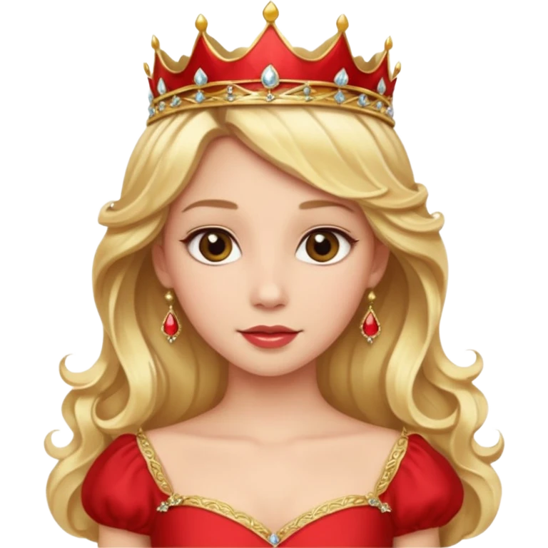Princess in red Dress with gold Tiara, long wavy Blonde Hair emoji